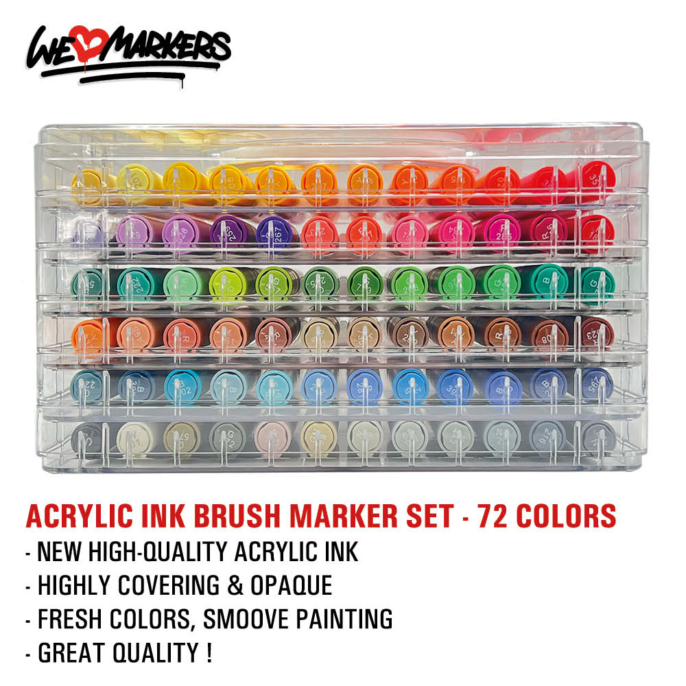 WLM ACRYLIC INK BRUSH-MARKER-SETS - 36 & 72 COLORS SET